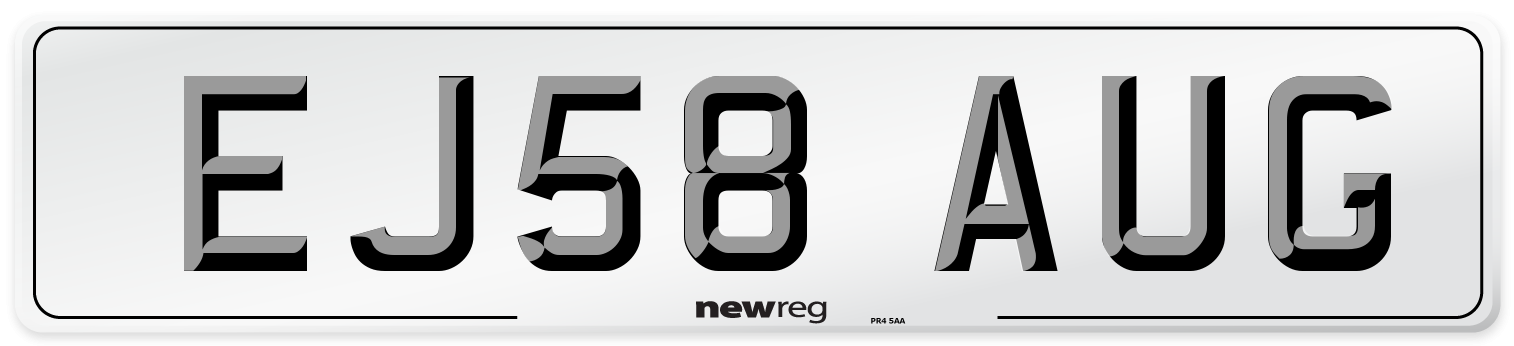EJ58 AUG Number Plate from New Reg